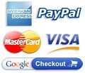 We accept Visa, Mastercard, American Express, Paypal and Google Checkout